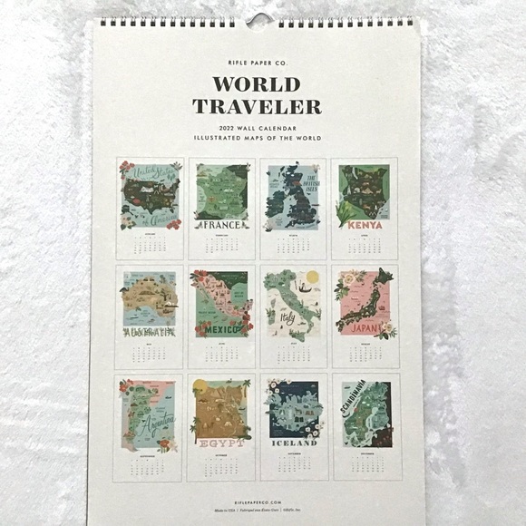 Anthropologie Rifle Paper Co. 12 Art Prints 2022 World Traveler Calendar NEW - Picture 3 of 7